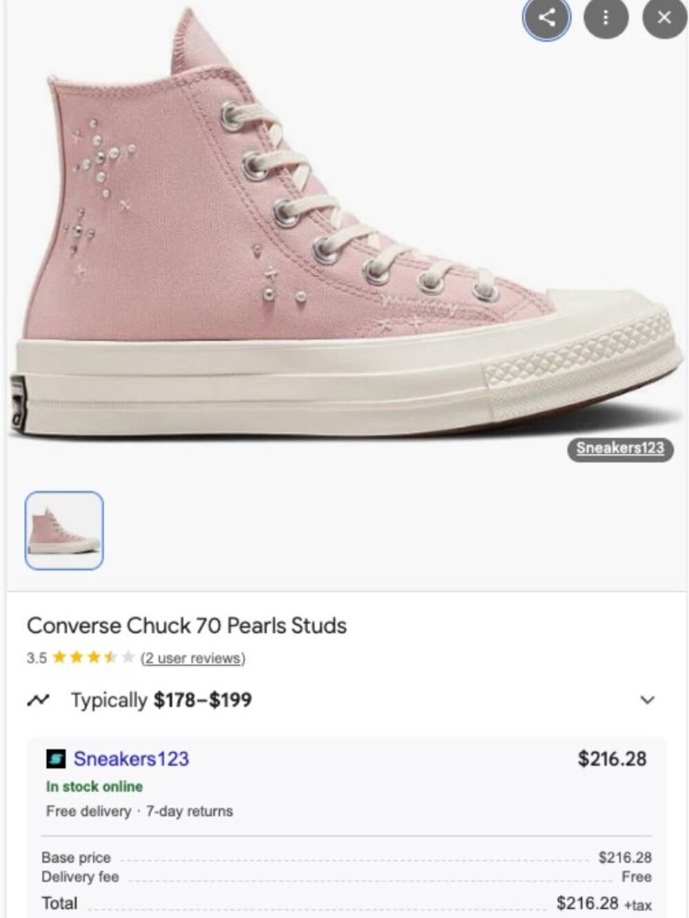 Pink Pearl Platform Converse Sneakers Size 7.5